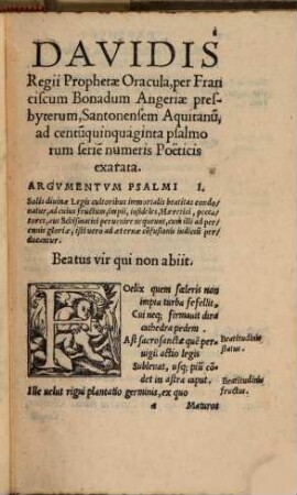 Regia Davidis oracula ... numeris poeticis exarata