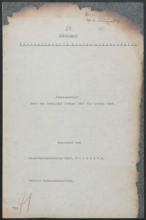 1925/26: Jahresbericht über das Schuljahr Ostern ... bis Ostern ... - 1925/26