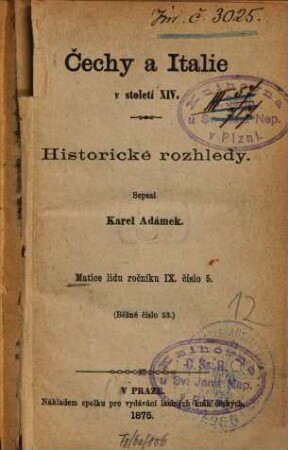 Čechy a Italie v stoleti XIV. Historické rozhledy