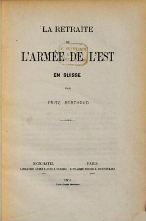 La retraite de l'armeé de l'est an Suisse