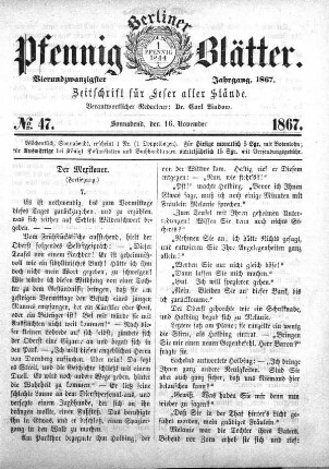 No. 47, Sonnabend, den 16. November