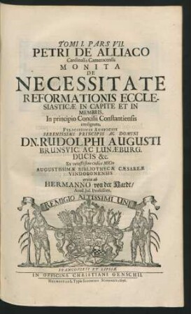 Pars VII. Petri De Alliaco Cardinalis Cameracensis Monita De Necessitate Reformationis Ecclesiasticae