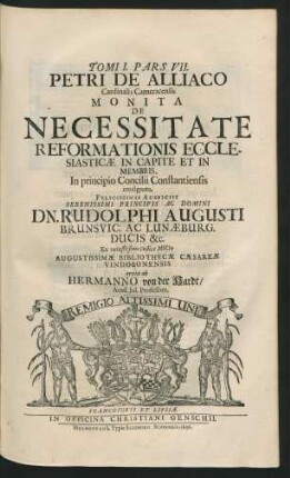 Pars VII. Petri De Alliaco Cardinalis Cameracensis Monita De Necessitate Reformationis Ecclesiasticae