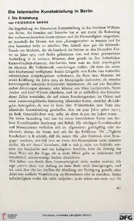 Die Islamische Kunstabteilung in Berlin, [1]: die Entstehung