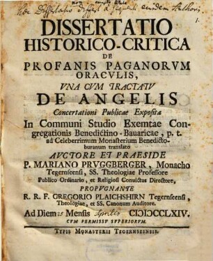 De profanis paganorum oraculis : una cum tractatu de angelis ...