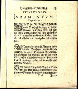 Titvlvs XLIX. Ivramentum Expensarum.