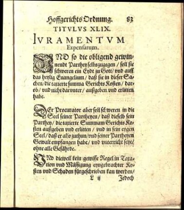 Titvlvs XLIX. Ivramentum Expensarum.