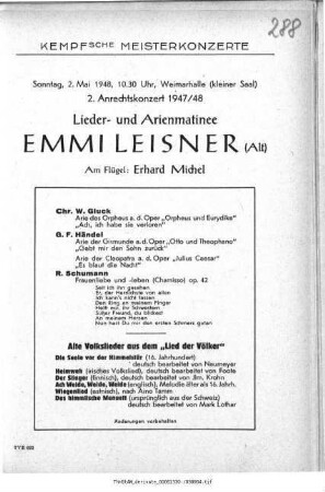 Lieder- und Arienmatinee Emmi Leisner