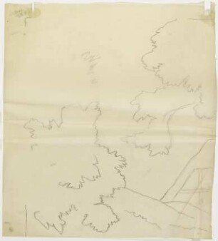 Von Bäumen umstandenes Gehöft (Fragment)