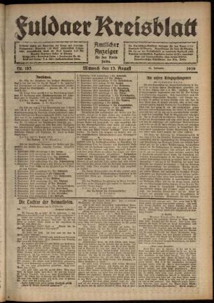 Ausgabe vom Mittwoch, den 13. August 1919.