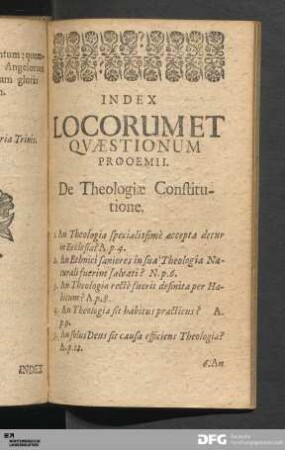 Index Locorumet Quaestionum Prooemii.