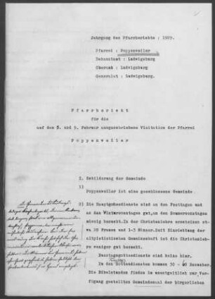 Poppenweiler: Pfarrbericht 1929