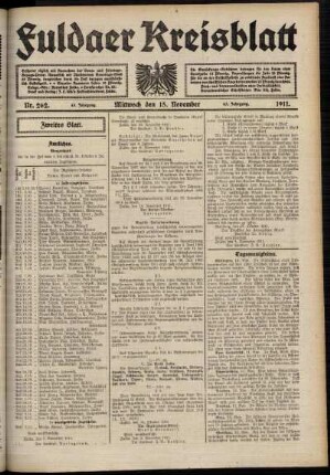 Zweite Ausgabe vom Mittwoch, den 15. November 1911.
