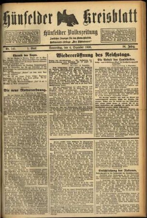 Erste Ausgabe vom Donnerstag, den 04. Dezember 1930.