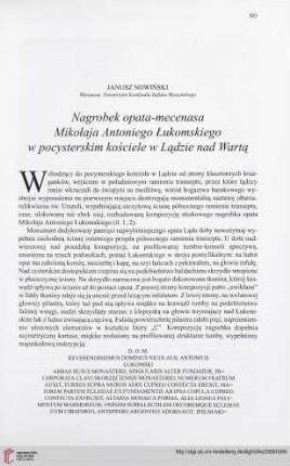 70: Nagrobek opata-mecenasa Mikołaja Antoniego Łukomskiego w pocysterskim kościele w Lądzie nad Wartą