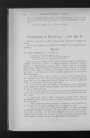 Versammlung zu Marienburg. - 1444 Okt. 31.