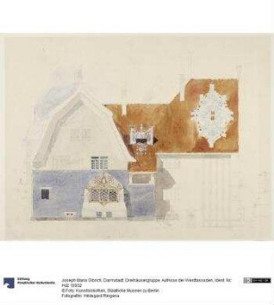 Darmstadt, Dreihäusergruppe, Aufrisse der Westfassaden