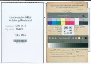 Entnazifizierung Rika Diks , geb. 08.10.1884 ()