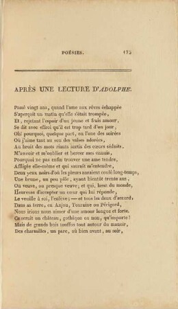Après Une Lecture D'Adolphe