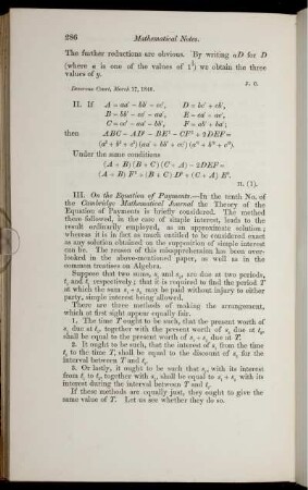 On the equation of payments.