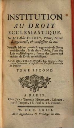 Institution Au Droit Ecclésiastique, 2