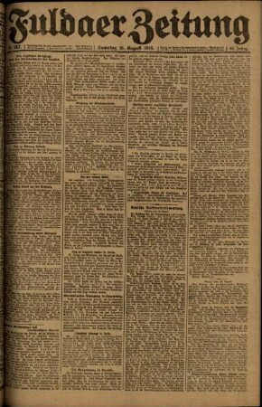 Erste Ausgabe vom Samstag, den 16. August 1919.