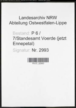 Sterberegister Standesamt Voerde