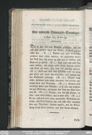 Am neunten Trinitatis-Sonntage. 1 Kor. 10, 6-13.