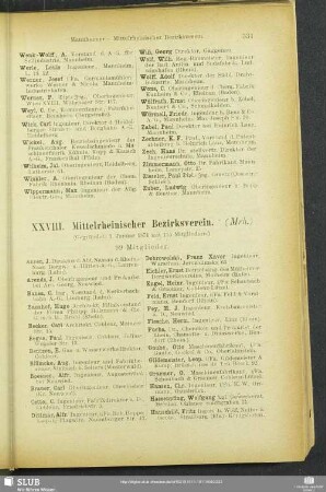XXVIII. Mittelrheinischer Bezirksverein.