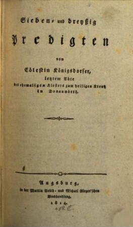 Sieben und dreyßig Predigten