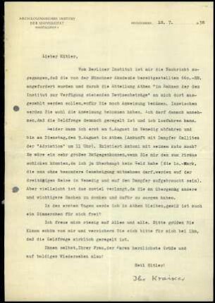 W. Kraiker an K. Kübler
