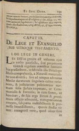Caput IX. De Lege et Evangelio Sub Utroque Testamento