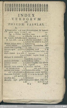 Index Verborum In Phaedri Fabulas