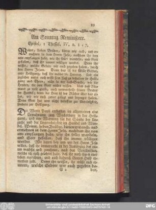 Am Sonntag Reminiscere. Epistel, 1 Thessal. IV. v. 1 - 7.