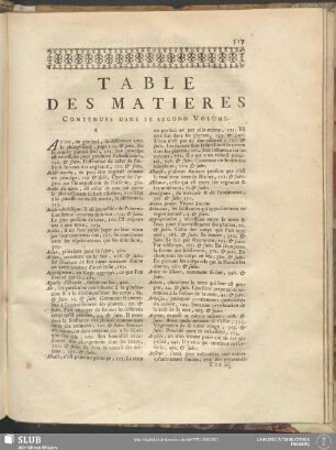 Table Des Matieres Contenues Dans Le Second Volume