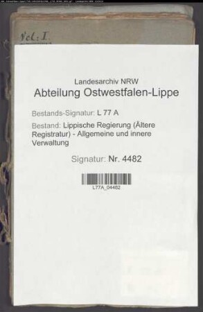 Wrasenmeisterei zu Salzuflen, Schötmar, Oerlinghausen und Pillenbruch, Bd. 1
