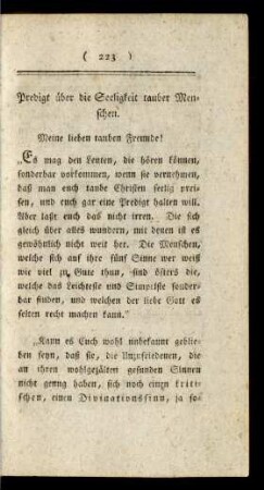 Predigt über die Seeligkeit tauber Menschen