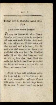 Predigt über die Seeligkeit tauber Menschen
