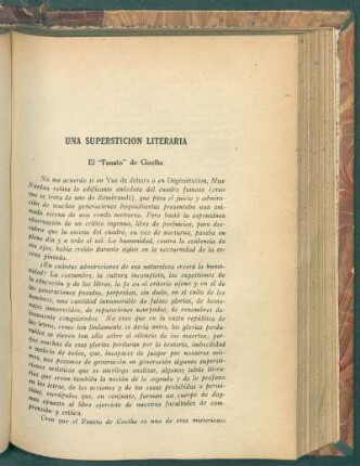 Una superstición literaria : El "Fausto" de Goethe