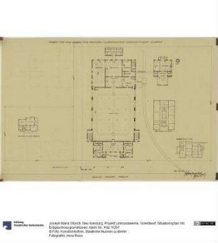 Neu Isenburg, Projekt Linkrustawerke, Vorentwurf, Situationsplan mit Erdgeschossgrundrissen