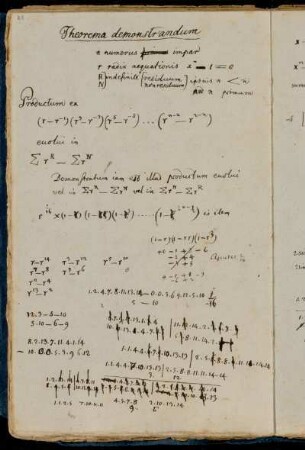 Theorema demonstrandum [Gauß'sche Summen] (Werke X,1 : 22)