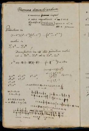 Theorema demonstrandum [Gauß'sche Summen] (Werke X,1 : 22)