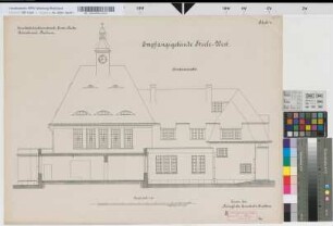 Empfangsgebäude [Bahnhof] Steele-West, Blatt~4: Hinteransicht, M.~1:50 Hge, Sknr.: 1, Fanr.: 13, Bunr.: 5