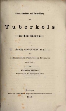 Ueber Struktur und Entwicklung des Tuberkels in den Nieren
