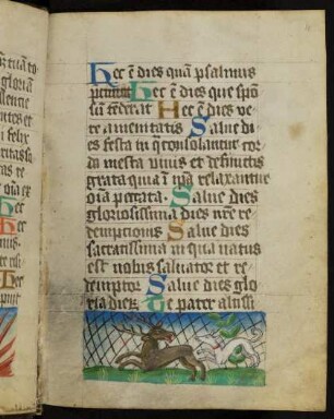Miniatur (Bas-de-page): Hirschjagd mit Jagdhund