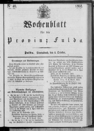 Nr. 40, Ausgabe vom 4. Oktober 1862