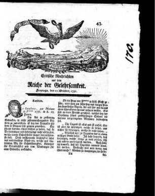 October, 1751. Drey und vierzigstes Stück