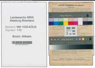 Entnazifizierung Wilhelm Broich , geb. 02.09.1903 (Wiegemeister)
