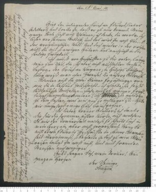 Brief von Friedrich de La Motte- Fouqué an Adelbert von Chamisso