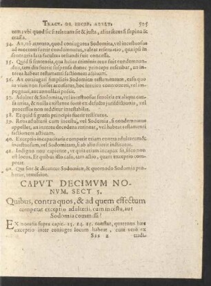 Caput Decimum Nonum. Sect 5. Quibus, contra quos, & ad quem effectum competat exceptio adulterii, cum incestu ...